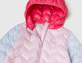 Resim Benetton Bebek Lila-Pembe Kapüşonlu Mevsimlik Mont - Simli Logo İşlemeli - 4-5 Yaş 