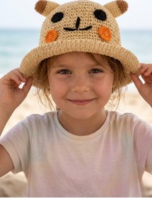 Resim LAGRANZE Cute Face Kulaklı 4-7 YAŞ KIZ ÇOCUK Hasır Şapka 