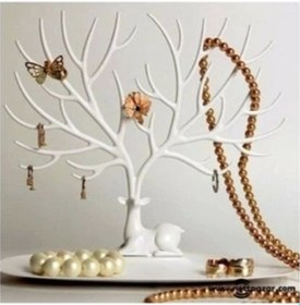 Resim Geyik Tasarımlı Takı Standı Beyaz Renkli 