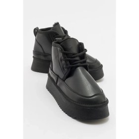 Resim Luvi Ovela Siyah Cilt Kalın Taban Kadın Spor Bot 