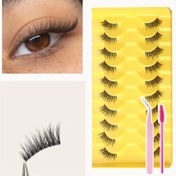 Resim 10 Çift/40 Çift Yarı Vizon Takma Kirpik, Yeniden Kullanılabilir Şeffaf Uzatma Kirpikler, Doğal Kabarık Makyaj Aracı, D-Kıvrım 6-13mm Çapraz Stil, Cımbız*1 & Fırça*1 Dahil, Çok Amaçlı ve Rahat Sahte Vizon Yarım Kirpikler 