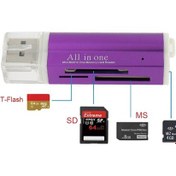 Resim 2 Pcs Mullı Multlı 1 Usb 2.0 Micro Sd Sdhc Tf Mmc Ms Pro Pro Duo Hafıza Kartı Okuyucu Mor 