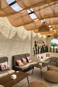 Resim Doğal Jüt Rustik Tente - Kanaviçe Dokulu Kumaş, Teleskopik Sistem Uyumlu, Açılır Kapanır, Bahçe Teras Kafe için, Bej/Hasır Renk (1.5 m x 5 m) 