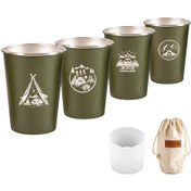 Resim Xiyyadms 350ml Çelik Bira Bardakları 4 Adet + Silikon Kılıf Ve Taşıma Çantası - Asker Yeşili Çok Renkli 