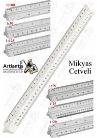 Resim Mikyas Cetvel 1 Adet Ölçekli Üçgen Çizim Cetveli 30cm 3 Kenarlı Mimar Mühendis 1:20 1:25 1:50 1:75 1:100 1:125 Çok Renkli 