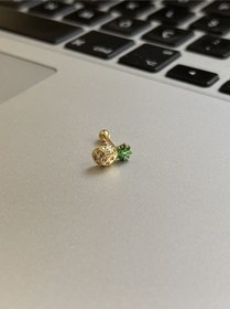 Resim 316 L Cerrahi Çelik Dudak Kıkırdak Helix Tragus Piercingi Ananas Detaylı Piercing Şeffaf 