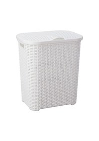 Resim Omnipazar Sy-4626 Plastik Küçük Hasır Desen Kirli Çamaşır Sepeti Beyaz 