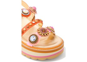 Resim Kurt Geiger Octavia Slingback Platform %100 Deri, Modern Kadın Topuklu Sandalet 