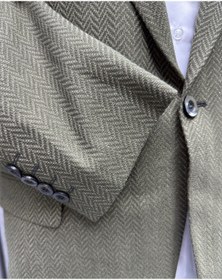 Resim Avni Ceylan Erkek Balık Sırtı Dokuma Detaylı Haki Tek Düğme Blazer Ceket 
