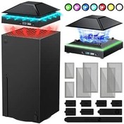 Resim Toz Filtresi Kapaklı Xbox Series X için Yükseltme Soğutma Fanı, Düşük Gürültülü RGB Renkli Işık Fan Soğutucu Sistemi 3 Kademeli Ayarlanabilir Hız, Xbox Series X Aksesuarları için Ekstra 2 USB Bağlantı 