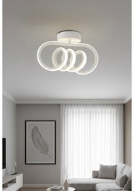 Resim Burgu Beyaz Tavana Sıfır Beyaz Led Işıklı Avize Beyaz 