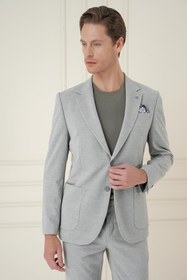 Resim Efor Comfort Fit Mono Yaka Çift Yırtmaç Torba Cep Gri Blazer Ceket C 698 