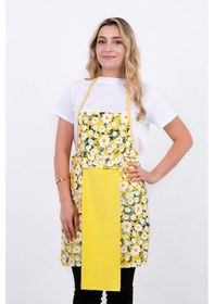 Resim Damla Sıvı Geçirmez Su Geçirmez Mutfak Önlüğü Havlulu Mutfak Önlüğü Sarı 