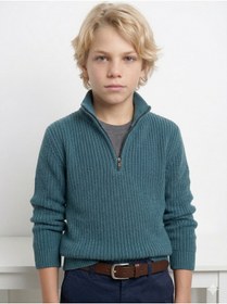 Resim CLOUDY WEAR&DESİGN Erkek Çocuk Fermuarlı Boğazlı Yaka Triko Kazak 