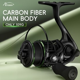 Resim TEBEN Karbon Fiber Olta Makarası, 109g Hafif Ambidextrous Dönen Makara, 5.2:1 Dişli Oranı, 5+1 Paslanmaz Çelik Rulmanlar, 3kg Maksimum Sürtünme için Tuzlu Su Tatlı Su Buz Balıkçılığı - Alüminyum Alaşım, Şükran Günü, Noel, Cadılar Bayramı, Yılbaşı, Songkran için İdeal 