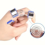 Resim 1 adet Düz Kapaklı Ayarlanabilir Parmak Sabitleme Kelepçesi - Golf, Aşırı Gerilim Önleme ve El Egzersizleri için Ergonomik Tasarım - Dayanıklı Demir Yapı, Sadece Elde Yıkama, Parmak Egzersiz Aleti, Spor Aksesuarı, Şık Metalik Kaplama, Sağlam Metal Kelepçe 