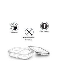 Resim Büro Ev Ofis Mutfağı İçin 3bölme 1lt Kilitli Kapaklı Erzak Saklama Kabı Diğer 