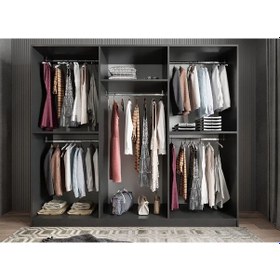 Resim Kayra 6 Kapaklı Gardırop Dolap Füme - Montaj Dahil 