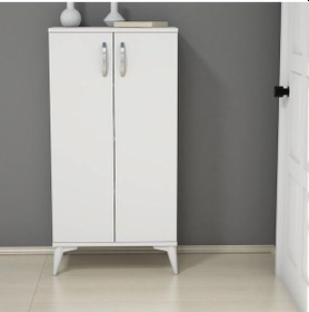 Resim Ferniso Mobilya 2 Kapak 4 Bölmeli Ayakkabılık Beyaz 