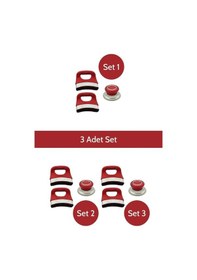 Resim Kırmızı Tencere Tava Kulp Seti 3'lü Set Sap Kulp Tutamak Seti Tencere Sapı 3 Adet Set 