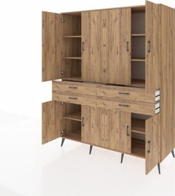 Resim Kronos Gardrop 8 Raflı 4 Çekmeceli 8 Kapaklı 176x59x221 Çam-çam Çam 