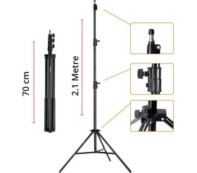 Resim The Wlue Bluetooth Kumandalı Tripod 2.1m Telefon Tutucu Selfie Çubuğu Ring Light Stüdyo Lamba Ayağı 