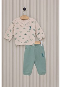 Resim U.S. Polo Assn. Us Polo Kız Bebek Uzun Kol 2lı Takım - Açık Bej Açık Bej 