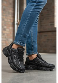 Resim Slazenger Siyah Bağcıklı Hafif Cilt Unisex Spor Ayakkabı Zafira G Siyah-siyah 