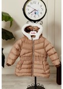 Resim Kız Bebek Kapüşonlu Kışlık Mont 51333 Kahve 
