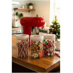 Resim Lengo 3'lü 1200 Ml Mühürlü Vakumlu Borosilikat Cam Erzak Saklama Kavanozu Şeffaf Beyaz 