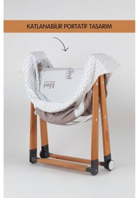 Resim Kiwi Sleeper Anne Yanı Beşik, Portatif, Sallanır, Katlanır, Tekerlekli Bebek Beşiği - Luna Desen Coffe 