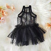 Resim Koyu Dantel Pet Elbisesi Orta ve Oyuncak Irkları İçin - Ruffled Hem ile Şık Kolsuz Tasarım, Polyester, Bahar/Yaz, Sonbahar, Kış İçin İdeal - Kediler ve Küçük Köpekler İçin Mükemmel, Kedi Dres 