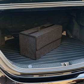 Resim Büyük Katlanabilir Araba Bagaj Düzenleyici, Güçlendirilmiş Tutacaklar - Dayanıklı Polyester Depolama Kutusu, Araba, Seyahat, Kamp ve Bagaj için - Alan Tasarrufu Sağlayan Çok Fonksiyonlu Düzenleyici (1 adet), Araba Depolama Çözümü, Şık Tasarım, Sağlam Yapı 