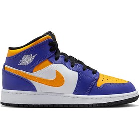 Resim Nike Air Jordan 1 Mid Lakers (gs) -Kadın Spor Ayakkabı Ddq8423 517 