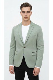 Resim Plus Scorpion Haki Erkek İtalyan Kesim Blazer Ceket - Kol Yamali, Slim Fit, Şık ve Modern Tasarım 