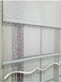 Resim Bbb Tomurcuk Desenli Boncuklu Çift Mekanizmalı Tül Stor Perde Ekru Ts2012b Ekru 