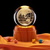 Resim Gezegen Dünya Tasarımlı Usb'li Dönen Cam Küre 
