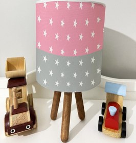 Resim dekomingo Gri Pembe Yıldız Şerit DESENLİ BEBEK VE ÇOCUK ODASI 