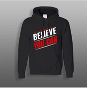 Resim Belive You can Yazılı Siyah Sweatshirt Modeli 