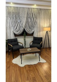 Resim Modern Style Home Modern Avcılar Balkon, Bahçe, Cafe - Metal Kanepe Koltuk Takımı 2 Tekli + Sehpa Antrasit Modernk050 Antrasit 