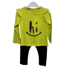 Resim Cebeciticaret Kız Bebek Yeşil Alt Üst Takım %100 Pamuklu 