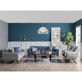 Resim Weltew Home Stil Koltuk Takımı 3+3+1+1 (mavi-gri) 