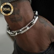 Resim 304 Paslanmaz Çelik Küba Zincir Bileklik - Erkek ve Kadınlar için Hip-Hop Tarzı Unisex Takı, Günlük ve Parti Kullanımına Uygun, Babalar Günü Hediyesi, Anneler Günü Hediyesi, 4 Temmuz Tatil Hediyesi 