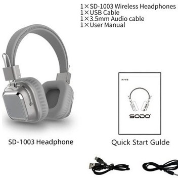 Carrier,sodo Sd-1003 Kablosuz Kulaklık 3eq Bluetooth Uyumlu 5.0 Kulaklıklar Kulak Üstü Katlanabilir Hifi Stereo Kulaklık Desteği Tf/fm