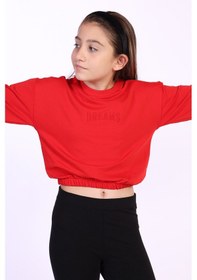Resim Toontoy Kız Çocuk Dreams Nakışlı Sweatshirt Kırmızı 