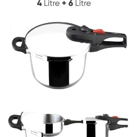 Resim Magefesa Pratik 4 lt + 6 lt Düdüklü Tencere Ortak Kapak +1 Cam Kapak 