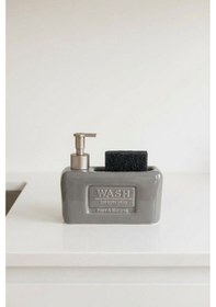 Resim Makri Home Şık Ve Fonksiyonel Seramik Süngerlikli Sıvı Sabunluk/deterjanlık, Gri, 500 Ml 