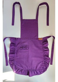 Resim Keten Fırfırlı Bohem Mutfak Önlüğü Mor 