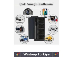 Resim Wintoup Premium Dayanıklı Mıknatıslı Saat Gözlük Elektronik Taşınabilir Mini Kutulu 25 Parça Tornavida Seti 
