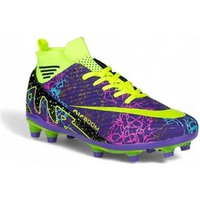 Resim La Liga 565 Çocuk Çoraplı Çim Saha Kramponu Mor / Sarı Mor - Sarı 